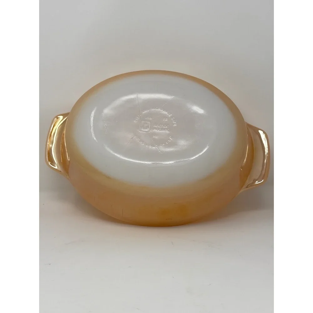 Vintage Fire King Peach Luster Oval Au Gratin Casserole Dish‎ Anchor Hocking